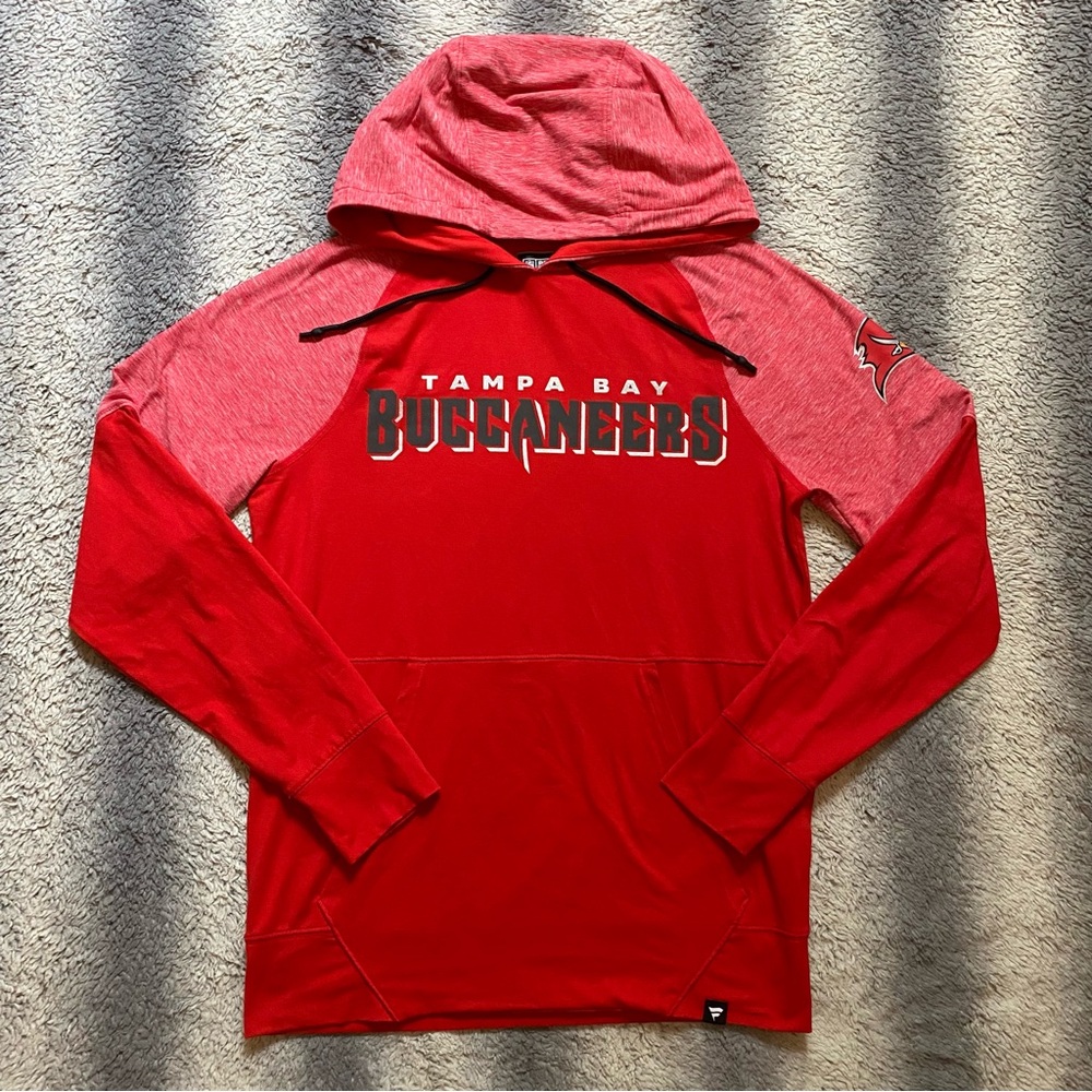 NFL Tampa Bay Buccaneers Fanatics Hoody Mens Small Red Black Longsleeve Football